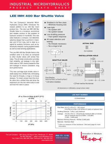 Lee IMH 400 Bar Shuttle Valve