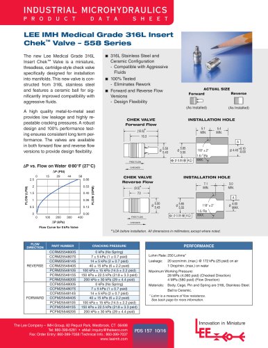 LEE IMH Medical Grade 316L Insert Chek™ Valve – 558 Series