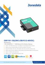 3onedata | GW1101-1DI(3IN1) | Wall Mounting | 1-port RS-232/485/422 to Ethernet Modbus Gateway