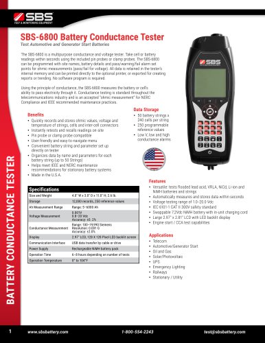 SBS-6800 Battery Conductance Tester