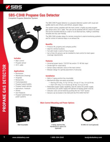 SBS-C3H8 Propane Detector Cut Sheet