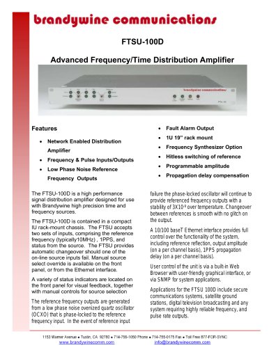 Advanced FTSU-100D Frequency/ Time Distribution Amplifier