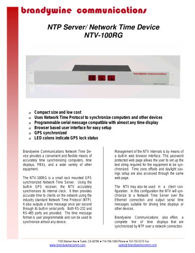 NTV-100RG - Low cost GPS synchronized NTP Server