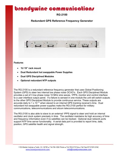 RG-2100 Redundant GPS Reference Frequency Generator