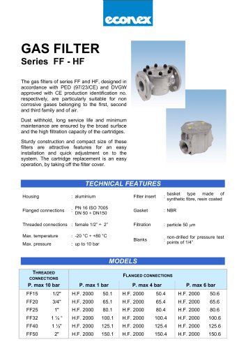 GAS FILTER Series FF - HF