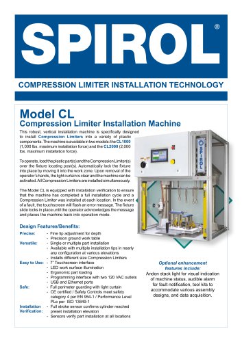 Model CL - Semi-Automatic Compression Limiter Installation Machine