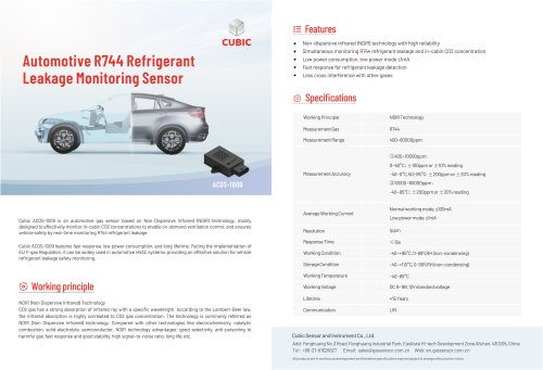 Cubic Automotive R744 Refrigerant Leakage Monitoring Sensor ACDS-1009 Brochure