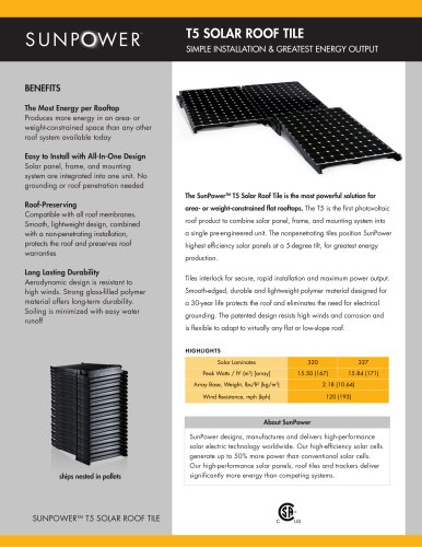 SunPower® T5 Solar Roof Tiles