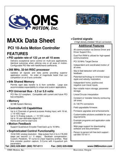 MAXk PCI 10-Axis Motion Controller