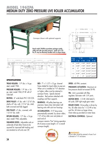 MODEL 196ZPA MEDIUM DUTY ZERO PRESSURE LIVE ROLLER ACCUMULATOR