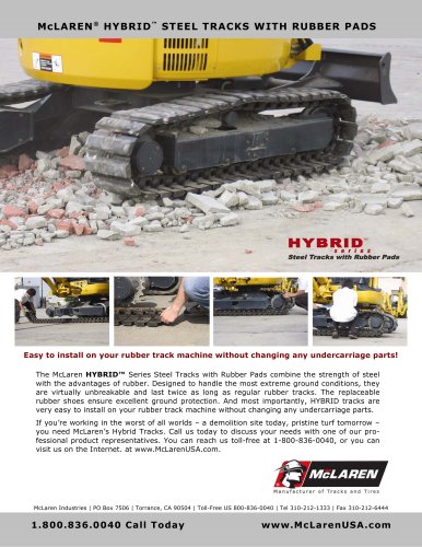 McLaren Steel Tracks with Bolt-On Rubber Pads for Mini Excavators