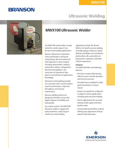 MWX100 Ultrasonic Welder