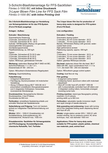 3-Layer Blown Film Line for FFS-Sack Film and Inlone Printing Unit