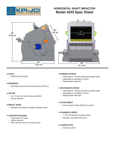 HORIZONTAL SHAFT IMPACTOR Model 4240 Spec Sheet