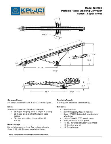 Model 13-2480 Portable Radial Stacking Conveyor