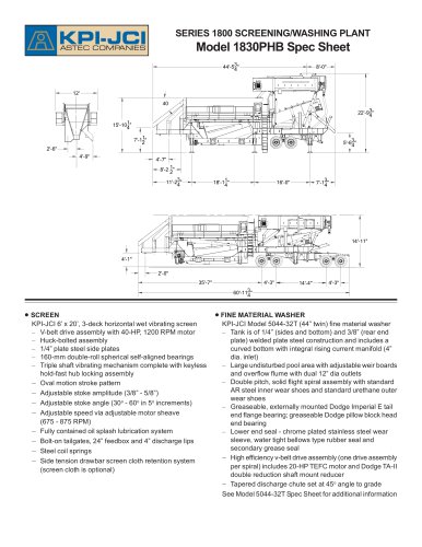 SERIES 1800 SCREENING/WASHING PLANT Model 1830PHB