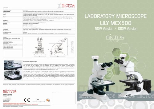 MICROS Laboratory Microscope LILY MCX500