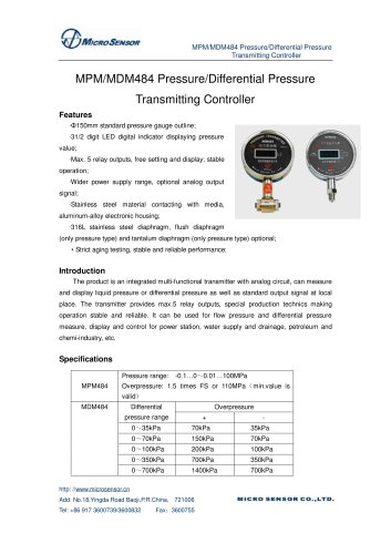 Differential Pressure Measurement MDM484