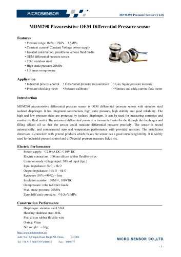 MDM290 Differential Pressure Sensor