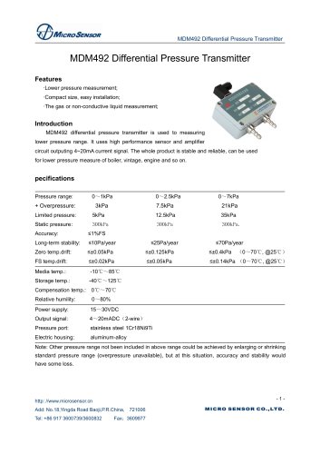 MDM492 Differential Pressure Transmitter