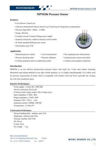 MPM286 Pressure Sensor