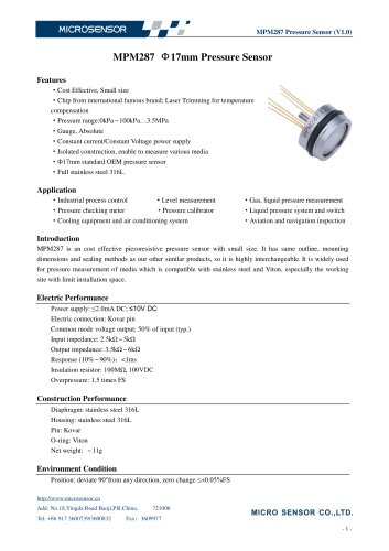 MPM287 Pressure Sensor