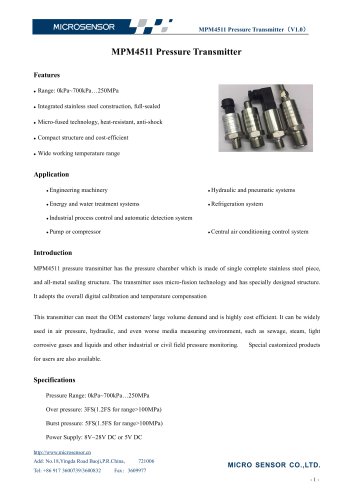 MPM4511 Pressure Transmitter