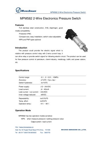 Pressure Switch MPM582