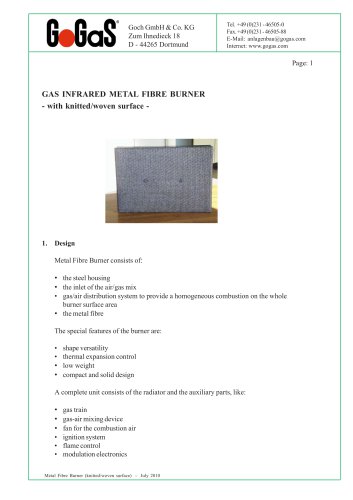 Brochure Metal fibre burner