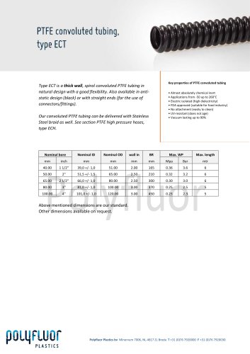 Convoluted tubing, type ECT