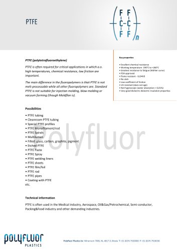 Datasheet material: PTFE