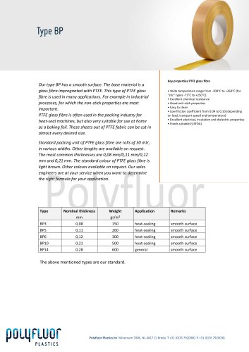 PTFE glass fibre, type BP