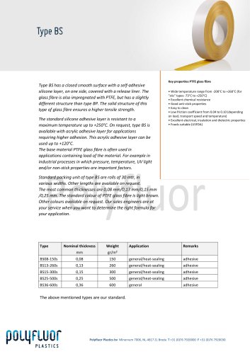 PTFE glass fibre, type BS