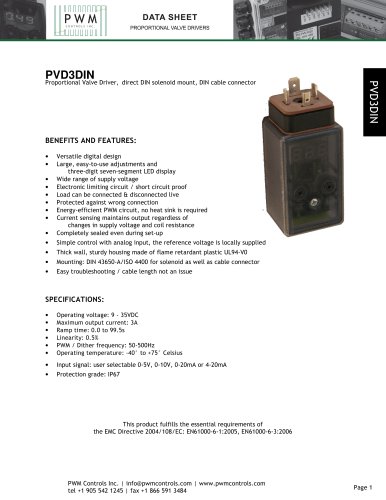 PVD3DIN Proportional Valve Driver