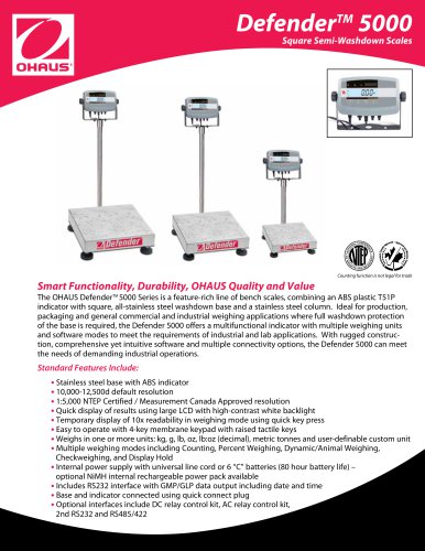 Defender  5000 Square Semi-Washdown Scales