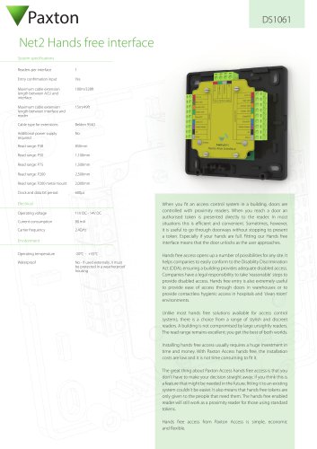 DS1061 Net2 Hands free interface