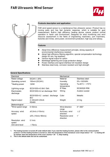 FAR Ultrasonic Wind Sensor