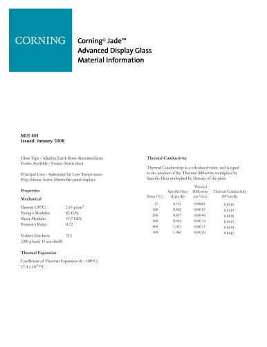 Jade® Material Information Sheet  