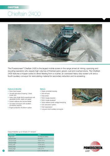 Powerscreen Chieftain 2400 Mobile Screen