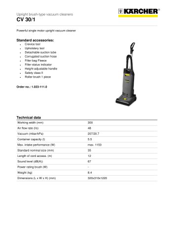 CV 30/1 Upright brush-type vacuum cleaner