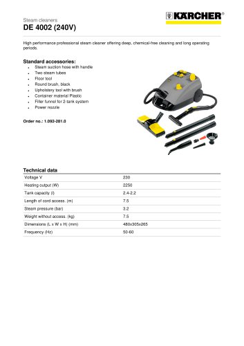 DE 4002 (240V) Steam cleaner