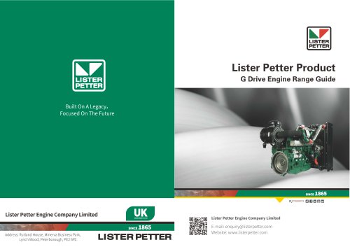 Lister Petter Product G Drive Engine Range Guide