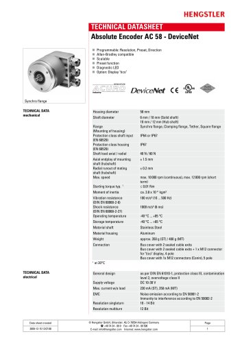 Absolute Encoder AC 58 - DeviceNet