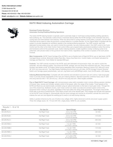 KAT® Weld Indexing Automation Carriage