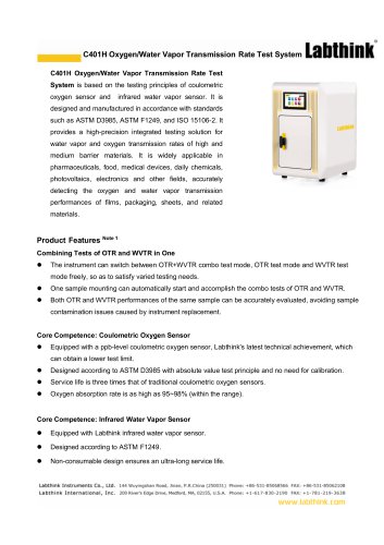 Labthink C401H Oxygen/Water Vapor Transmission Rate Test System