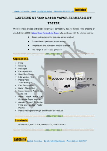 Labthink W3/330 Water Vapor Permeability Tester for Blister Packaging