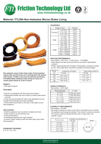 Non-Asbestos Woven Brake Lining