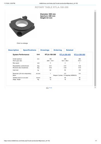 Rotary table with stepper motor RTLA-180-300