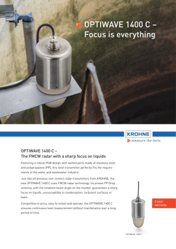 OPTIWAVE 1400 C &ndash;  The FMCW radar with a sharp focus on liquids