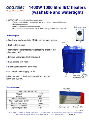 1000 litre IBC heater